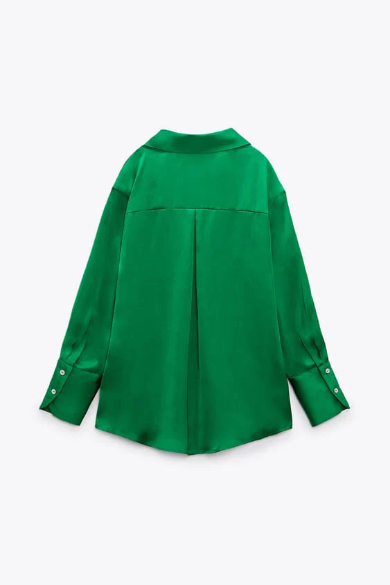SILK EFFECT FRONT BUTTON FORMAL SHIRT CHK # P51