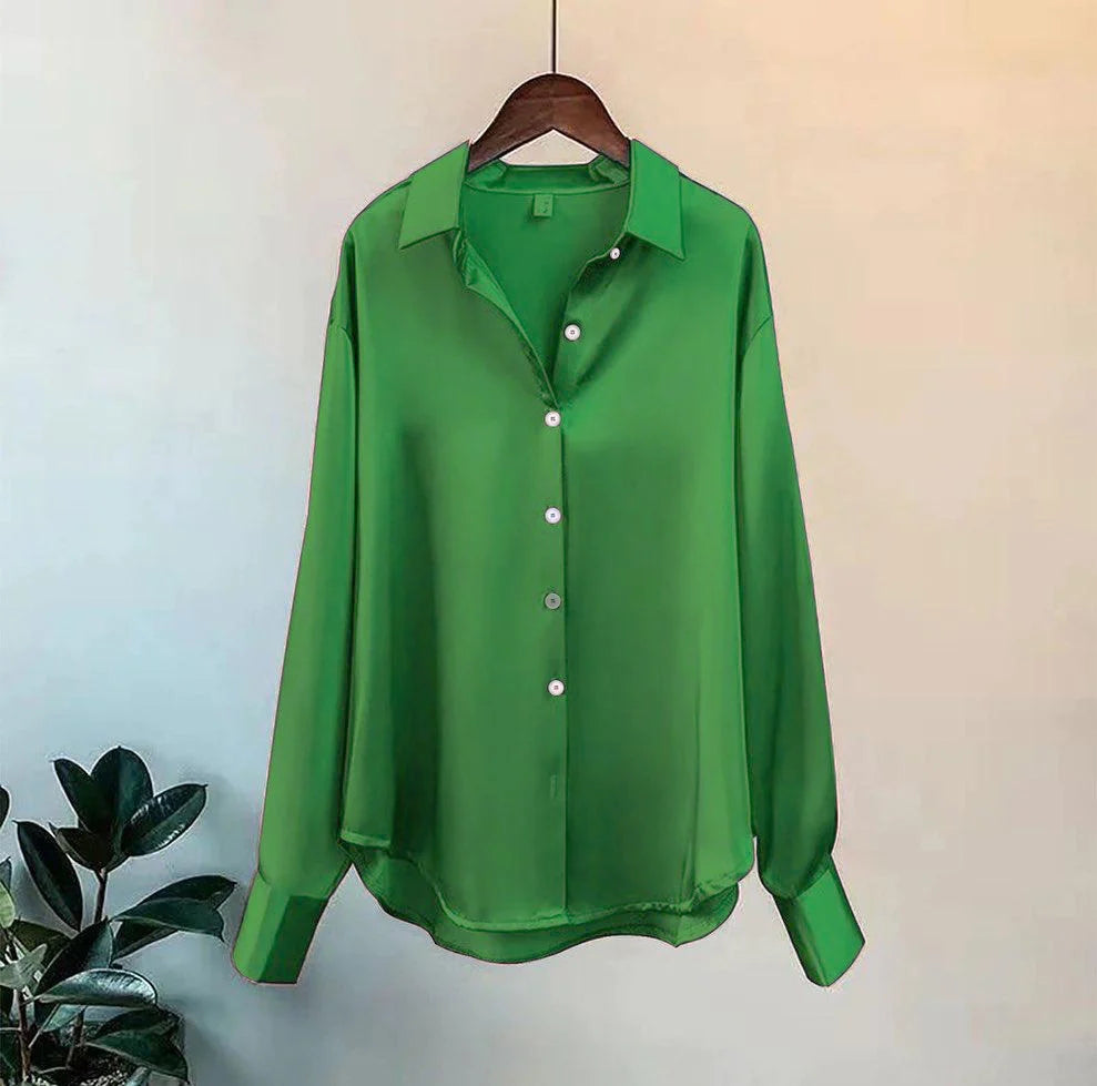 SILK EFFECT FRONT BUTTON FORMAL SHIRT CHK # P51