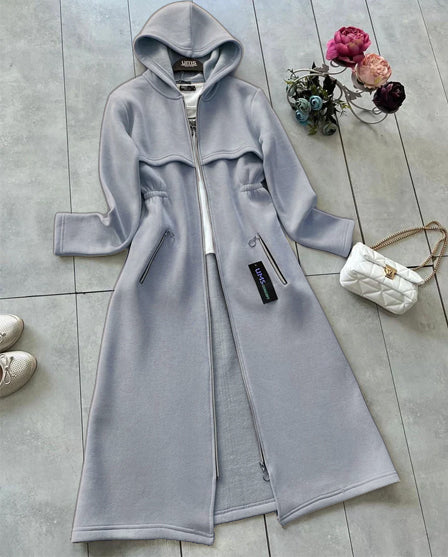 Oversize Long Hooded Fleece Upper Coat LY-0025