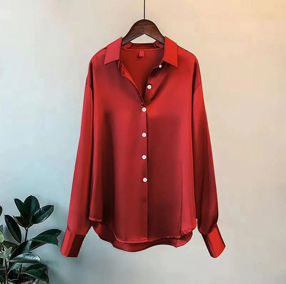 SILK EFFECT FRONT BUTTON FORMAL SHIRT CHK # P51