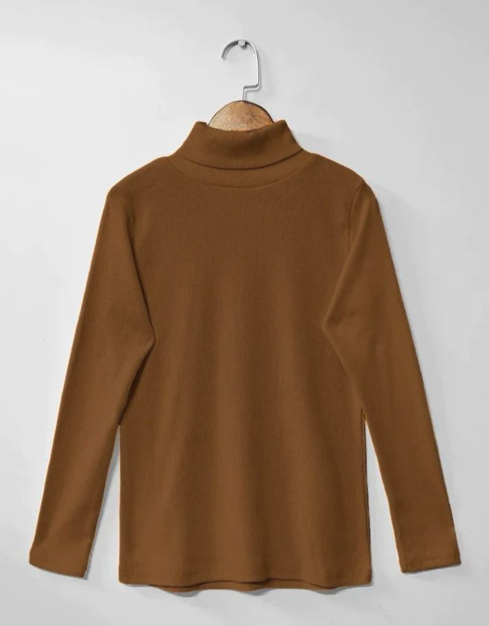 CH # 379 Winter Bliss Basic Plain Fleece Ribbed Cotton Warmth High Neck