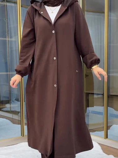 Ch 515 Choozi Wear 2 Piece Winter Fleece Dress Head to Toe Button Pocket Hoodie & Trouser