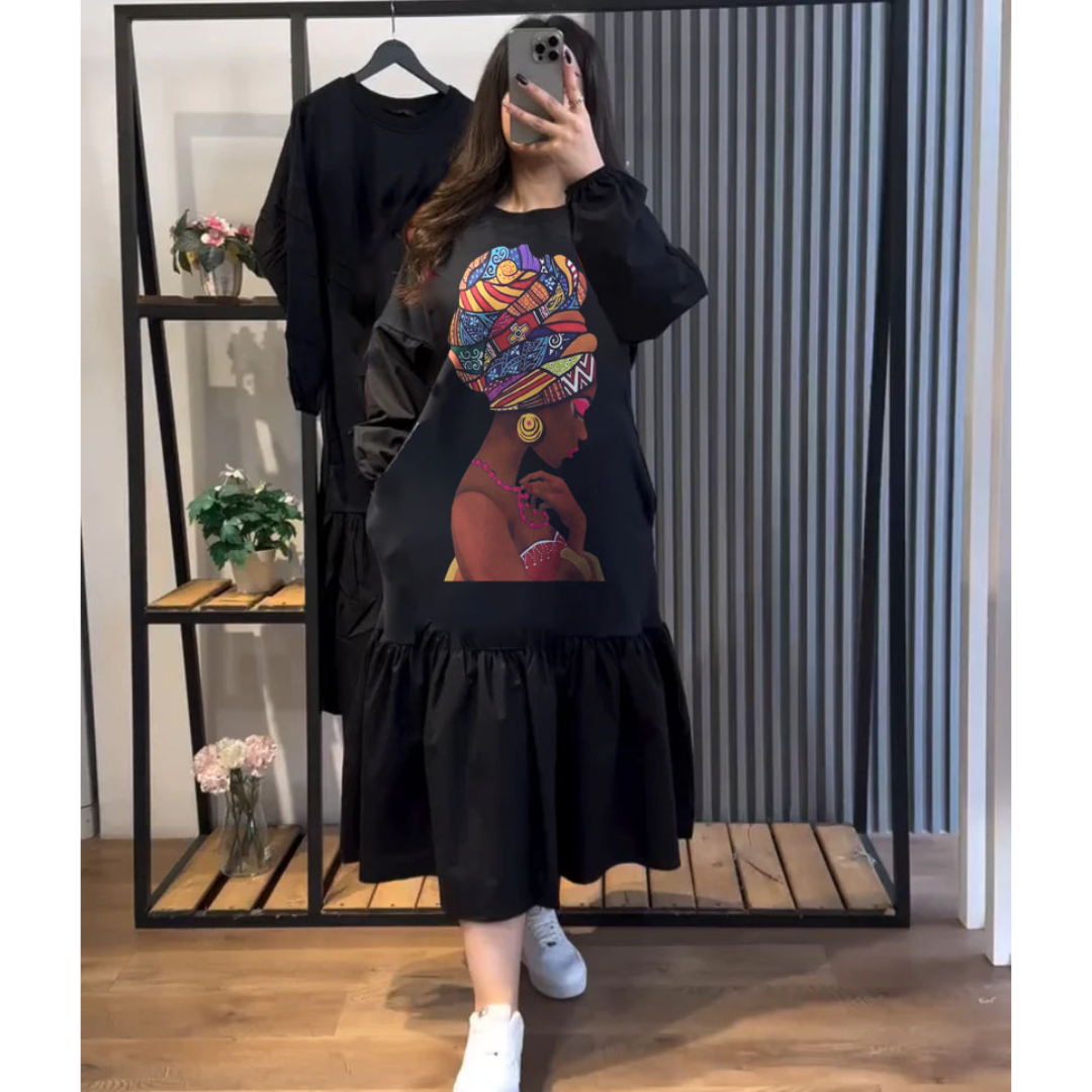 CH 505 Coozi Wear Drop Shoulder Printed Long Frill Top For Winters