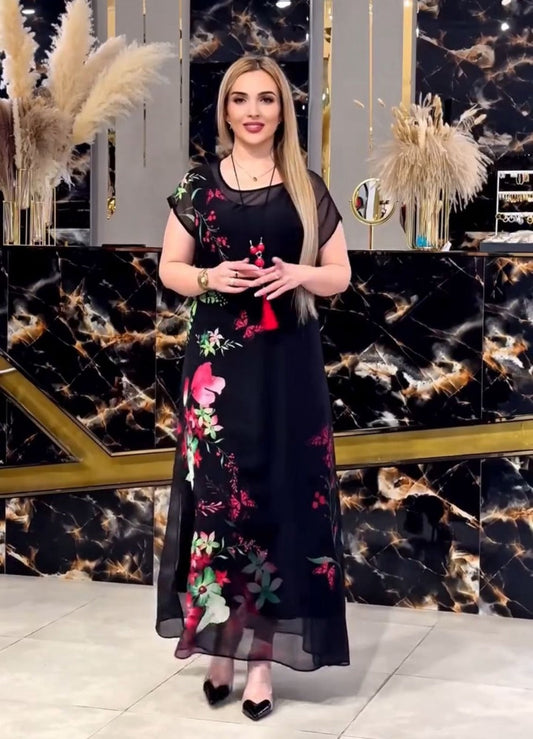 CH 570 - 2 Piece Floral Printed Party Dress - Chooziwear