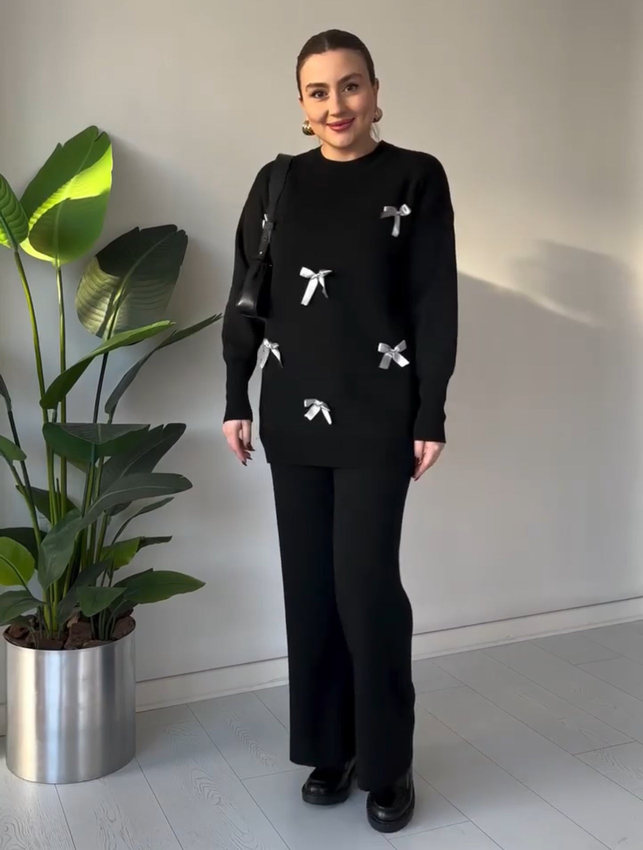 CH 525 Bow Style Warm Fleece Winter Co-ord Set