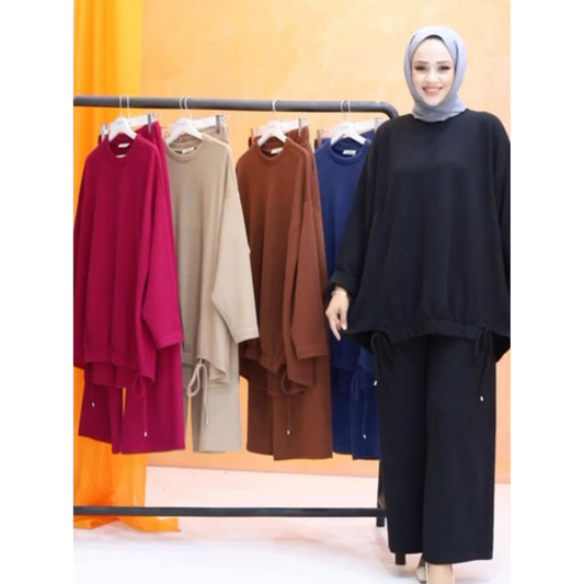 CH # 511 Choozi Wears Drop Shoulder Long Loose Winter Fleece Co ords set