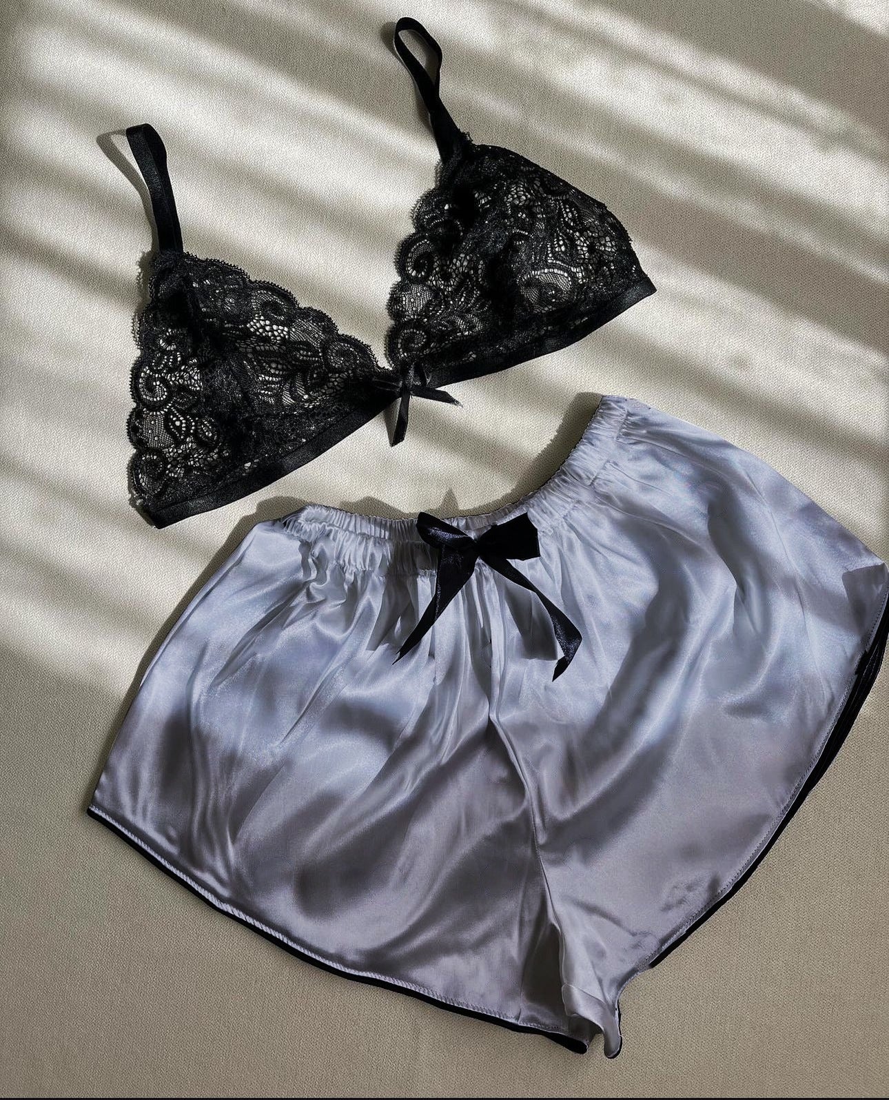 P67 Silk Short With Net Bra Night Wear Set