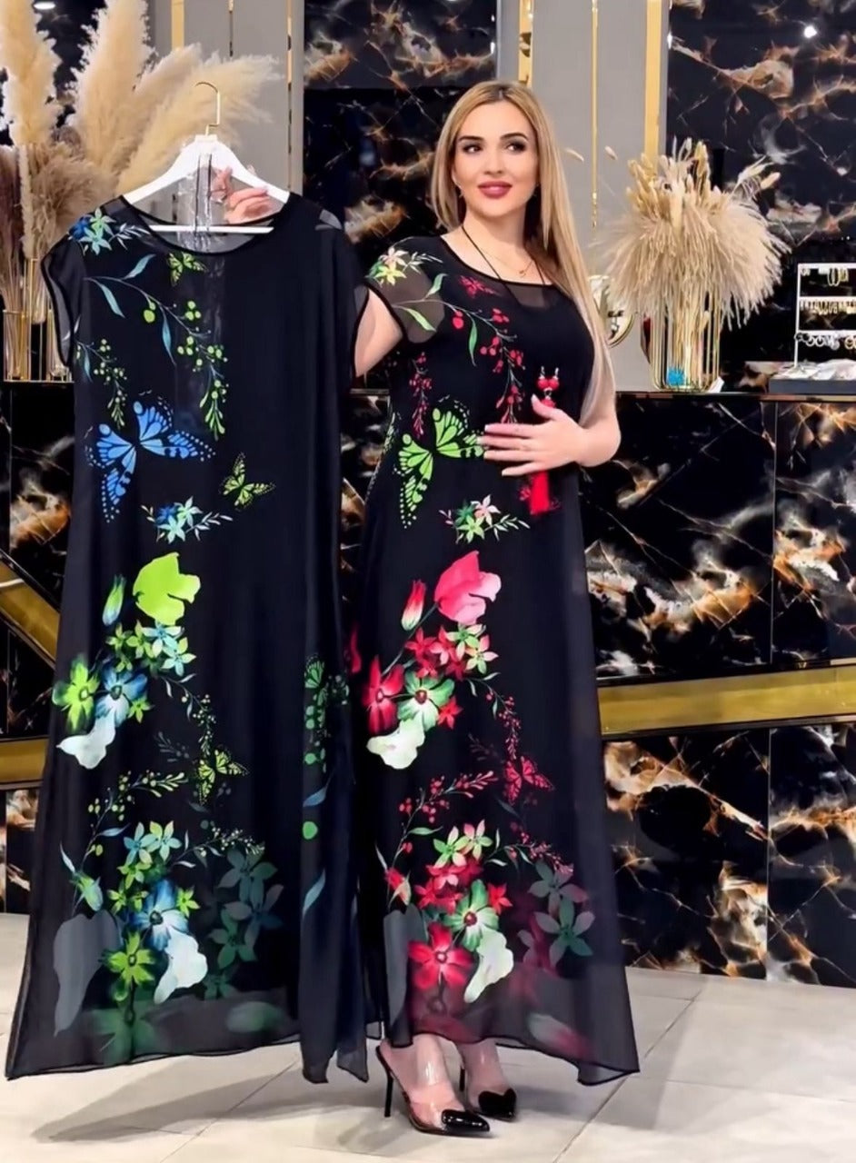 CH 570 - 2 Piece Floral Printed Party Dress - Chooziwear