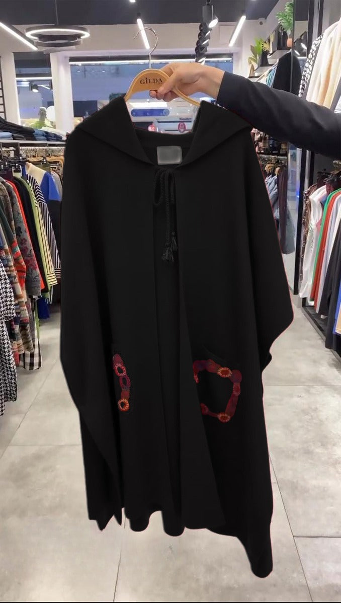 Hooded Winter Fleece Fabric Cape Shawl CH-393