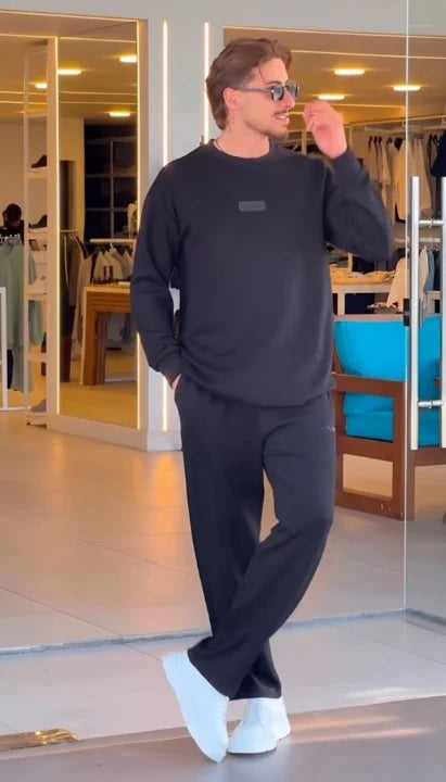 Choozi - LI-59  | Jet Black Essential Fleece Co-Ord Set