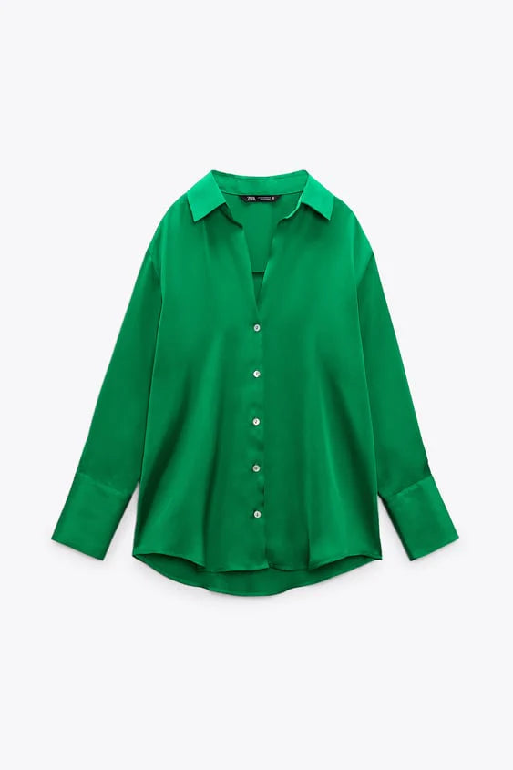 SILK EFFECT FRONT BUTTON FORMAL SHIRT CHK # P51