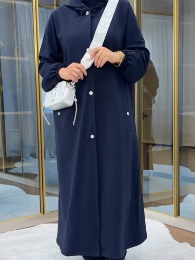 Ch 515 Choozi Wear 2 Piece Winter Fleece Dress Head to Toe Button Pocket Hoodie & Trouser